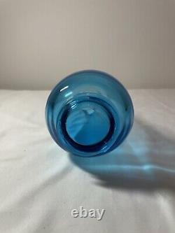 Vintage LE Smith Simplicity Peacock Blue Swung Glass Vase