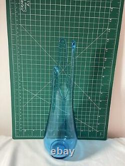 Vintage LE Smith Simplicity Peacock Blue Swung Glass Vase