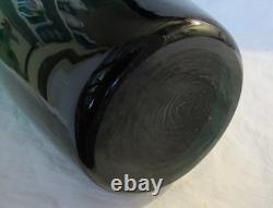 Vintage Large 27 Tall MCM Cased Glass Slanted Top Turquoise Blue Vase 27 Tall