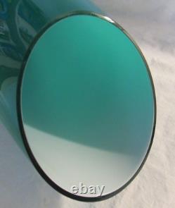Vintage Large 27 Tall MCM Cased Glass Slanted Top Turquoise Blue Vase 27 Tall