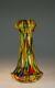 Vintage Large Deco Czech End of Day Vase Orange Yellow Blue Green Red c. 1935