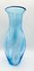 Vintage Large Hand Blown Blue With White Art Glass Vase 17.25