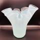 Vintage Large Murano Glass Vase Blue White Waffle Bottom 12 Tall x 12'' Wide