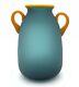 Vintage Large Ocean Blue And Yellow Hand Blown Satin Glass Vase, Handles 12t