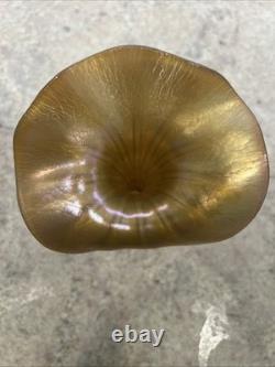 Vintage Lundberg Studios Glass JACK IN THE PULPIT Aurene Blue Iridescent Vase