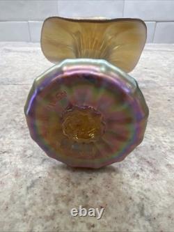 Vintage Lundberg Studios Glass JACK IN THE PULPIT Aurene Blue Iridescent Vase