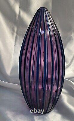 Vintage Lynn E. Read Vitreluxe studio art glass vase Purple & Blue