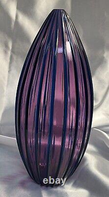 Vintage Lynn E. Read Vitreluxe studio art glass vase Purple & Blue