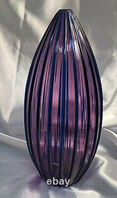 Vintage Lynn E. Read Vitreluxe studio art glass vase Purple & Blue