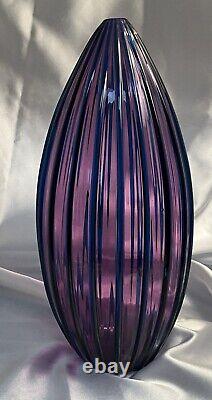 Vintage Lynn E. Read Vitreluxe studio art glass vase Purple & Blue