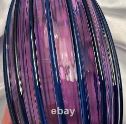 Vintage Lynn E. Read Vitreluxe studio art glass vase Purple & Blue