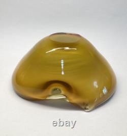 Vintage MCM Alfredo Barbini Murano Art Glass Bowl Ashtray Blue & Brown