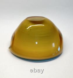 Vintage MCM Alfredo Barbini Murano Art Glass Bowl Ashtray Blue & Brown