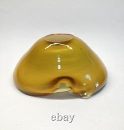 Vintage MCM Alfredo Barbini Murano Art Glass Bowl Ashtray Blue & Brown