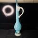 Vintage MCM Art Glass Swung Glass Pitcher Stretch Vase White Light Blue 22 ooak
