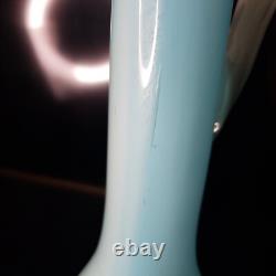 Vintage MCM Art Glass Swung Glass Pitcher Stretch Vase White Light Blue 22 ooak