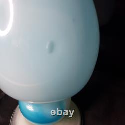 Vintage MCM Art Glass Swung Glass Pitcher Stretch Vase White Light Blue 22 ooak