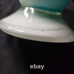 Vintage MCM Art Glass Swung Glass Pitcher Stretch Vase White Light Blue 22 ooak