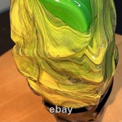 Vintage MCM Cased Art Glass Vase / Bottle Scandinavian Style Glass Heavy 16 Vintage MCM Cased Art Glass Vase / Bottle Scandinavian Style Glass Heavy 16