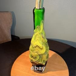 Vintage MCM Cased Art Glass Vase / Bottle Scandinavian Style Glass Heavy 16 Vintage MCM Cased Art Glass Vase / Bottle Scandinavian Style Glass Heavy 16