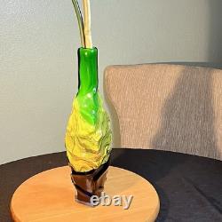Vintage MCM Cased Art Glass Vase / Bottle Scandinavian Style Glass Heavy 16 Vintage MCM Cased Art Glass Vase / Bottle Scandinavian Style Glass Heavy 16