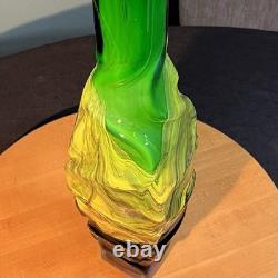 Vintage MCM Cased Art Glass Vase / Bottle Scandinavian Style Glass Heavy 16 Vintage MCM Cased Art Glass Vase / Bottle Scandinavian Style Glass Heavy 16