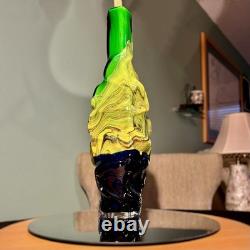 Vintage MCM Cased Art Glass Vase / Bottle Scandinavian Style Glass Heavy 16 Vintage MCM Cased Art Glass Vase / Bottle Scandinavian Style Glass Heavy 16
