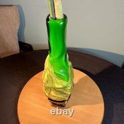 Vintage MCM Cased Art Glass Vase / Bottle Scandinavian Style Glass Heavy 16 Vintage MCM Cased Art Glass Vase / Bottle Scandinavian Style Glass Heavy 16