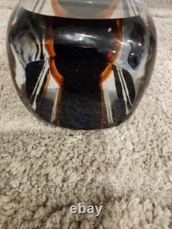 Vintage MCM Faceted Murano Glass Sommerso Art Glass Vase Flavio Poli Blue Orange
