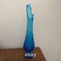 Vintage MCM Fenton Colonial Blue Hobnail Swung Stretch Glass Vase 19.5 EUC