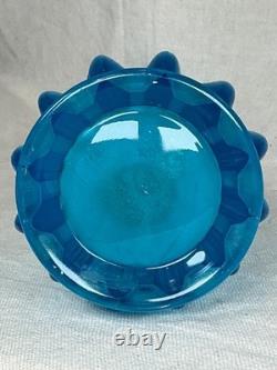 Vintage MCM Fostoria Blue Heirloom Swung Art Glass Vase 1960's- free shipping