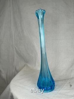 Vintage MCM Fostoria Blue Heirloom Swung Art Glass Vase 1960's- free shipping
