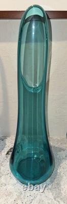 Vintage MCM LE Smith 16 3/4 Peacock Blue Fat Bottom Smoothie Swung Vase