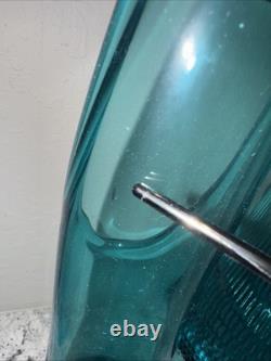 Vintage MCM LE Smith 16 3/4 Peacock Blue Fat Bottom Smoothie Swung Vase