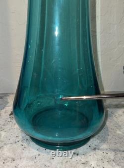 Vintage MCM LE Smith 16 3/4 Peacock Blue Fat Bottom Smoothie Swung Vase