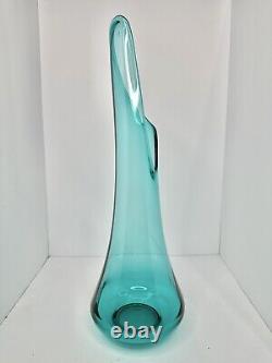Vintage MCM LE Smith 21 Peacock Blue Fat Bottom Smoothie Swung Vase Stunning