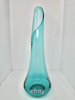 Vintage MCM LE Smith 21 Peacock Blue Fat Bottom Smoothie Swung Vase Stunning