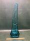 Vintage MCM LE Smith Peacock Blue Swung Smoothie Fat Bottom Glass Vase 22-1/4