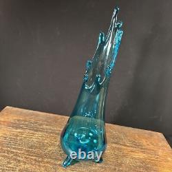 Vintage MCM LE Smith Swung Vase Blue Art Glass Mid Century PRIORITY MAIL