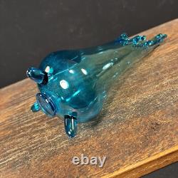 Vintage MCM LE Smith Swung Vase Blue Art Glass Mid Century PRIORITY MAIL