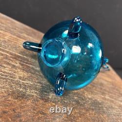 Vintage MCM LE Smith Swung Vase Blue Art Glass Mid Century PRIORITY MAIL