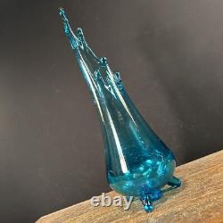 Vintage MCM LE Smith Swung Vase Blue Art Glass Mid Century PRIORITY MAIL