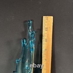 Vintage MCM LE Smith Swung Vase Blue Art Glass Mid Century PRIORITY MAIL