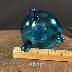 Vintage MCM LE Smith Swung Vase Blue Art Glass Mid Century PRIORITY MAIL