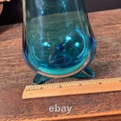 Vintage MCM LE Smith Swung Vase Blue Art Glass Mid Century PRIORITY MAIL