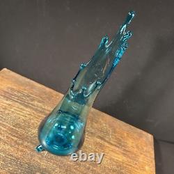 Vintage MCM LE Smith Swung Vase Blue Art Glass Mid Century PRIORITY MAIL