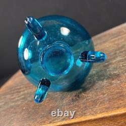 Vintage MCM LE Smith Swung Vase Blue Art Glass Mid Century PRIORITY MAIL