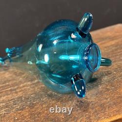 Vintage MCM LE Smith Swung Vase Blue Art Glass Mid Century PRIORITY MAIL