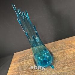 Vintage MCM LE Smith Swung Vase Blue Art Glass Mid Century PRIORITY MAIL