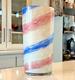 Vintage MCM Murano Fratelli Toso Pink & Blue Aventurine Art Glass Tall Vase